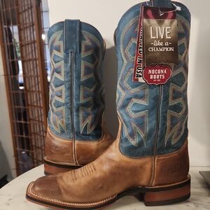 Nocona  Roper Blue and Brown Western Boots Sz 8 Men 10 Women